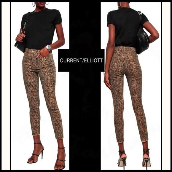CURRENT/ELLIOTT Leopard Print Jeans Womens Size 25 Straight Leg Mob Wife Playful - Picture 11 of 11